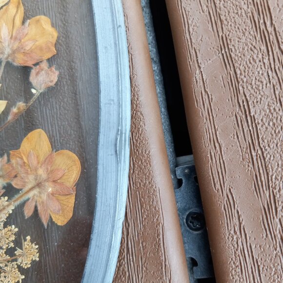 Vintage Dried Pressed Flowers Wall Art Oval Glass Framed - Picture 10 of 13